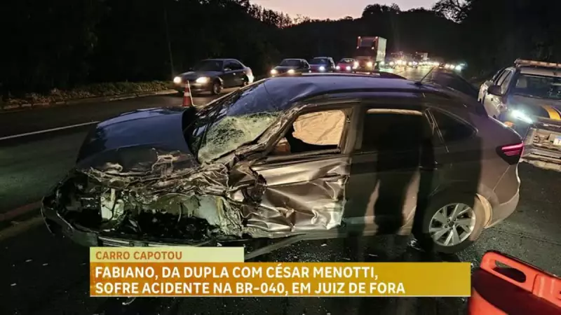 Cantor Fabiano, da dupla com César Menotti, se envolve em acidente e capota carro em MG