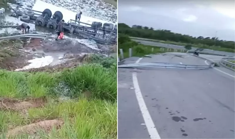 Carreta tomba e interdita acesso à BR-304 na Grande Natal: veja detalhes