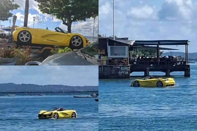 Carro dentro do mar? Cena inusitada choca moradores da Ribeira, na Bahia