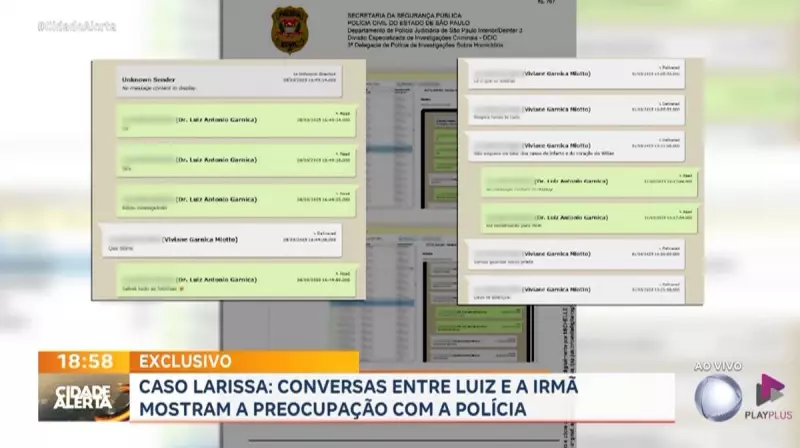 Caso Larissa: Mensagens revelam tensão de Luiz antes de depor em SP