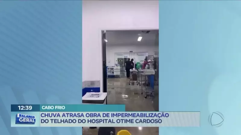 Chuva em Cabo Frio atrasa obra crucial de impermeabilização no Hospital Municipal