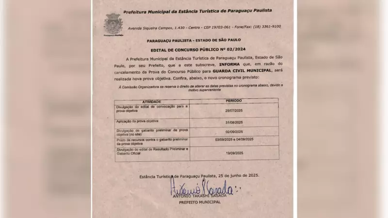 Concurso da Guarda Municipal de Paraguaçu Paulista é remarcado após vazamento de fotos da prova nas redes sociais