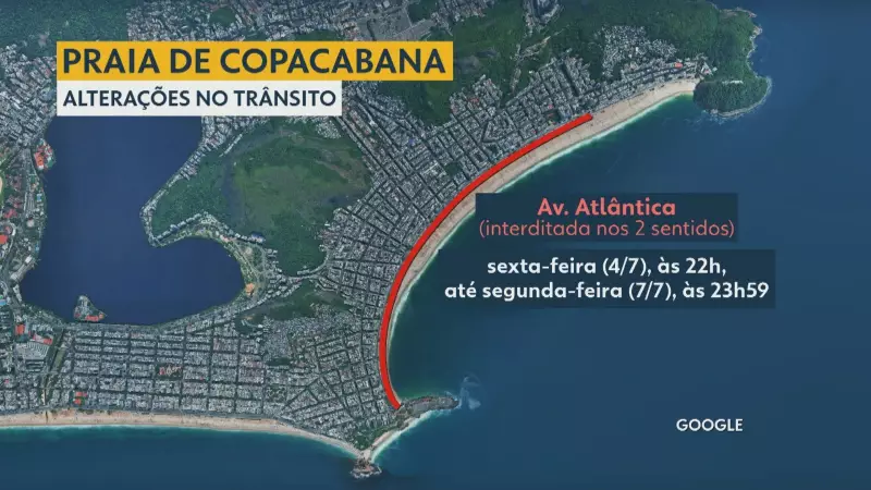 Copacabana terá mudanças no trânsito durante cúpula do BRICS: saiba o que muda