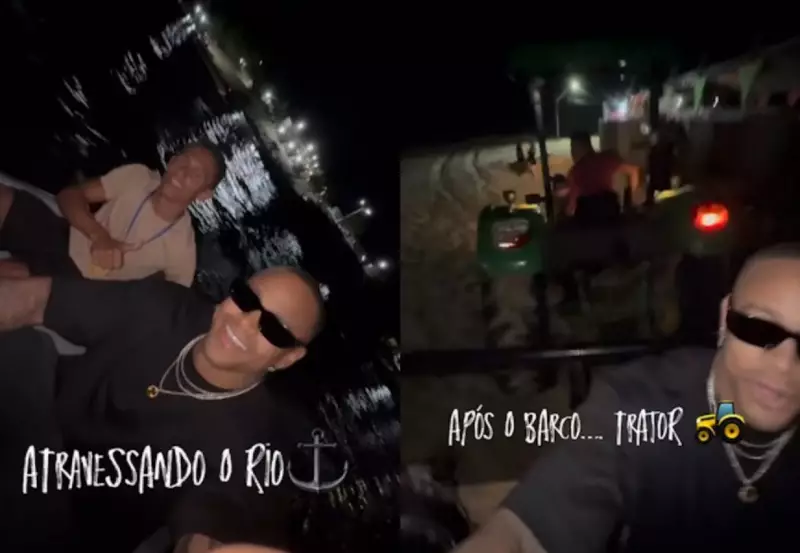 De barco a trator: a aventura de Léo Santana para chegar ao show em praia do Tocantins