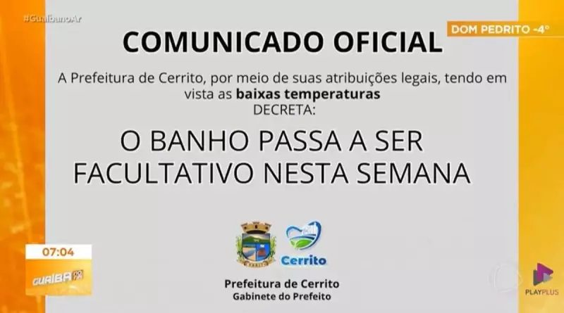 Decreto Simbólico Sobre Banho em Cerrito, RS, Vira Sensação nas Redes Sociais