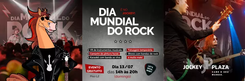 Dia Mundial do Rock no Jockey Plaza Shopping: shows, karaokê, tatuagens e realidade virtual