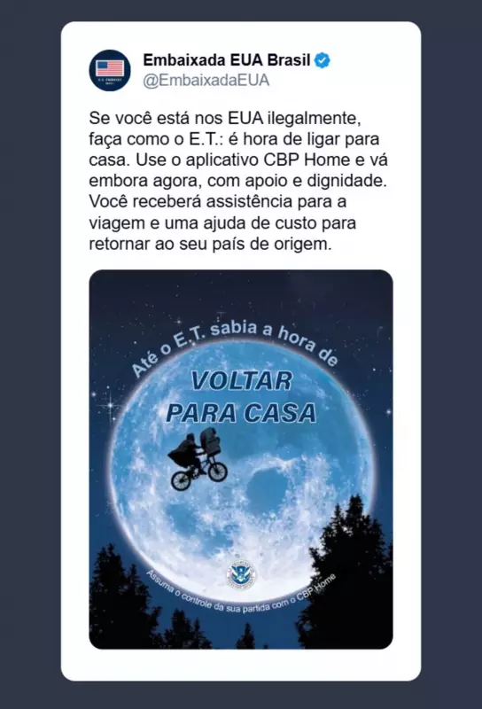 Embaixada dos EUA publica alerta polêmico sobre imigração — e gera debate acalorado
