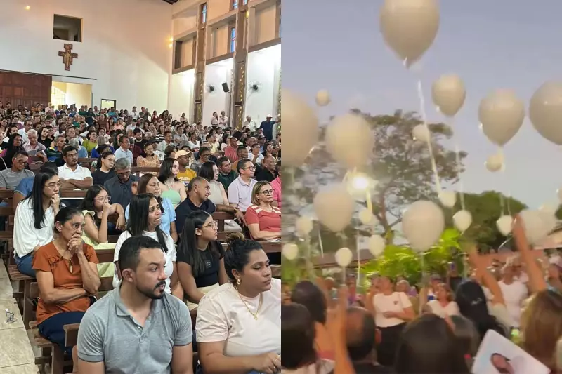Emocionante homenagem: parentes e amigos soltam balões brancos em missa de 7º dia da vereadora morta em acidente no Piauí