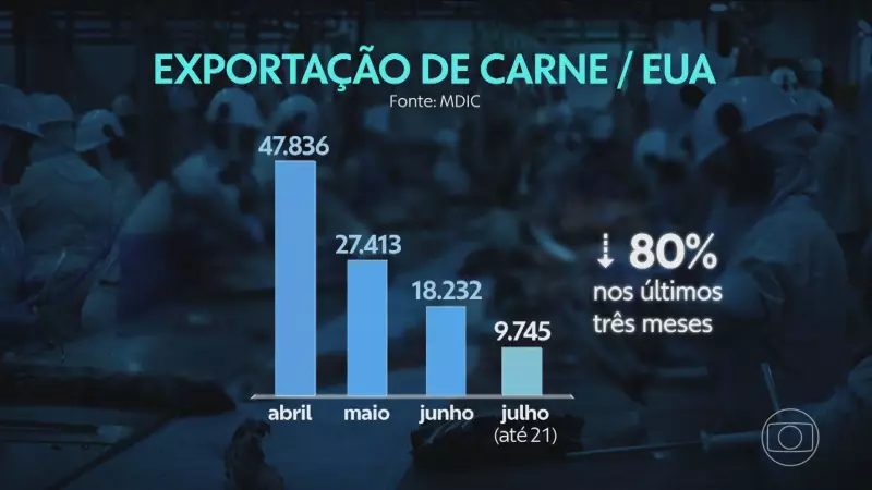 Exportação de carne brasileira para os EUA despenca: queda de 80% em apenas 3 meses assusta mercado