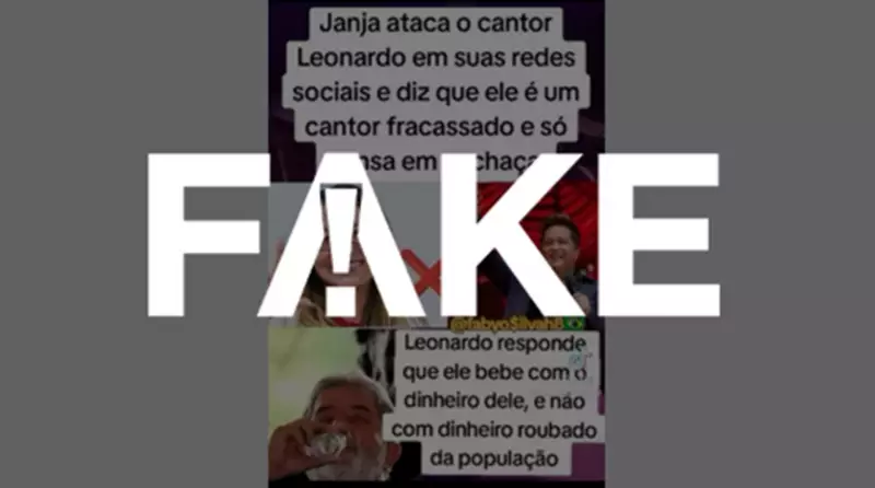 Fake News: Cartaz que acusa Janja e cantor Leonardo de trocarem ataques é falso