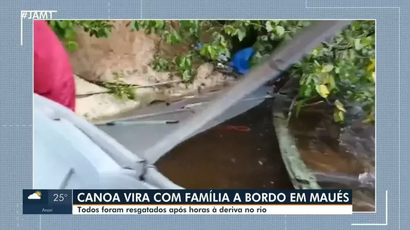 Família sobrevive a naufrágio de canoa no Amazonas após nadar até a margem do rio