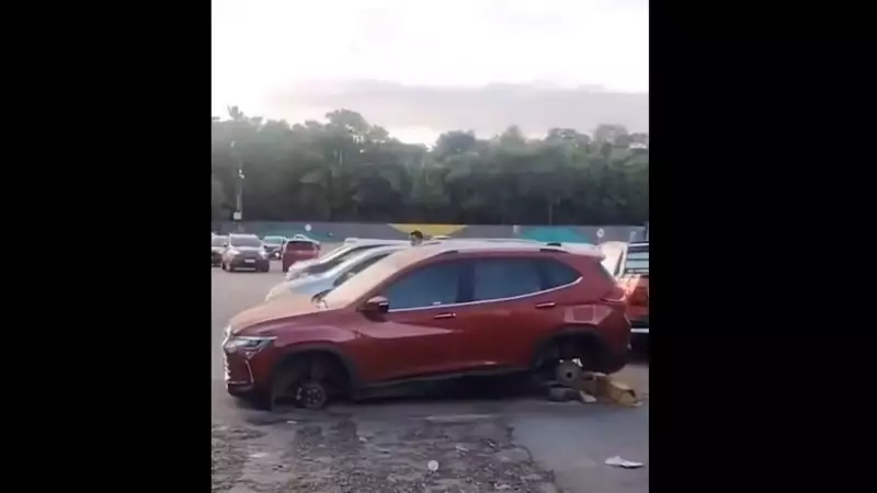Furto de pneus em estacionamento de empresa choca São Luís: veja o vídeo