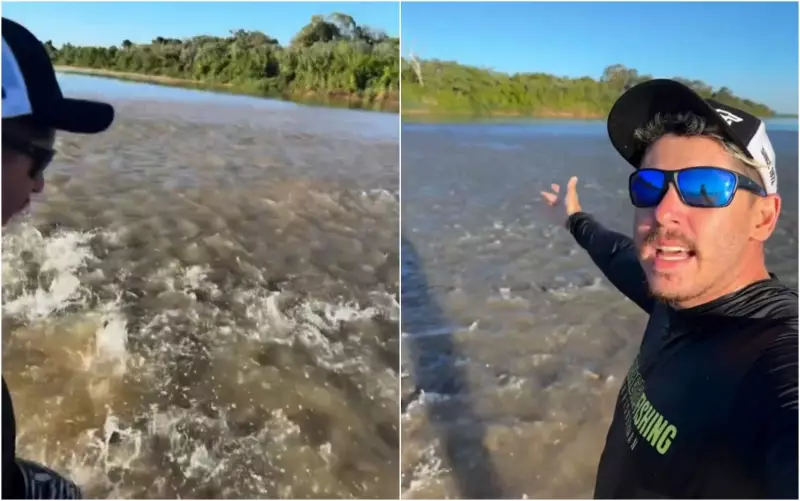 Guia de pesca nada com cardume no Rio Araguaia e vídeo impressiona nas redes