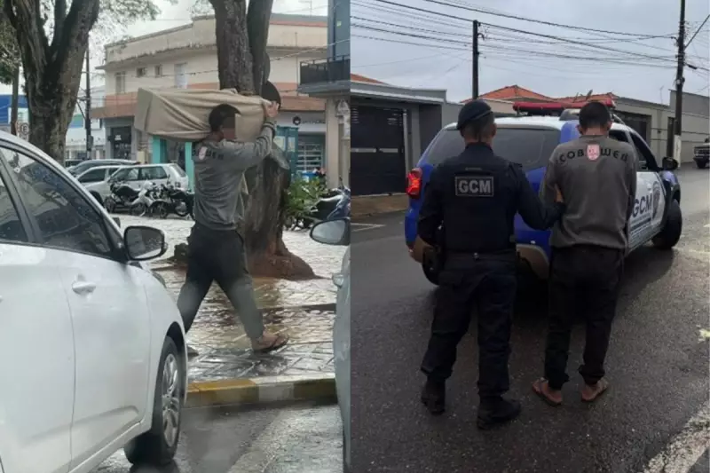Homem é flagrado carregando cofre de igreja furtado em Capão Bonito - SP