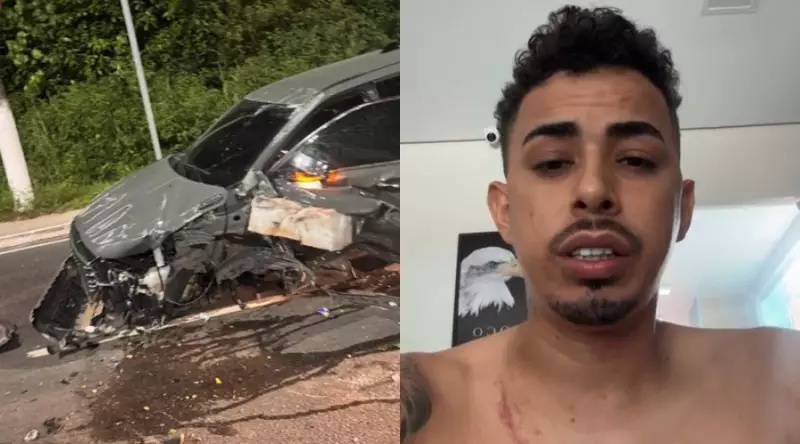 Humorista escapa ileso de acidente com caminhonete de luxo em Manaus e fala em 'milagre'