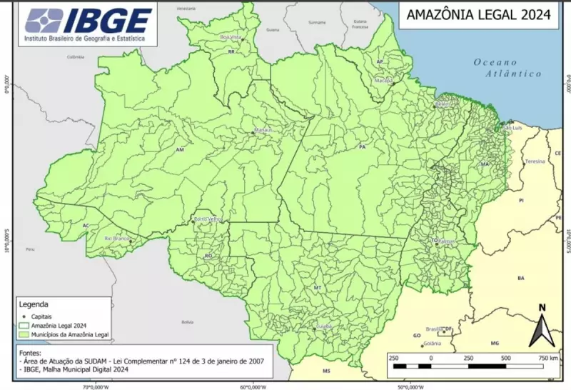 IBGE corrige erro histórico e atualiza mapa da Amazônia Legal — veja as mudanças