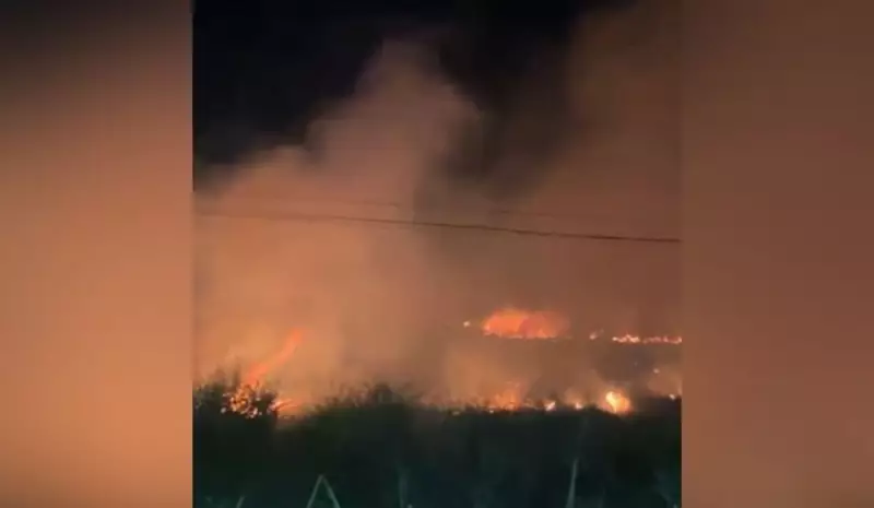 Incêndio de grandes proporções ameaça vegetação na Rodovia do Contorno no ES — Bombeiros em ação