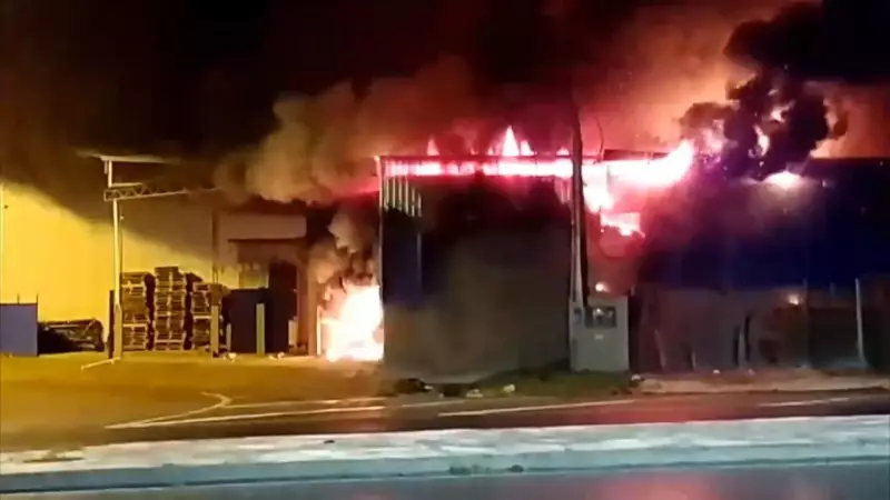 Incêndio de grandes proporções atinge fábrica de ração em Alegre, ES | Veja vídeo