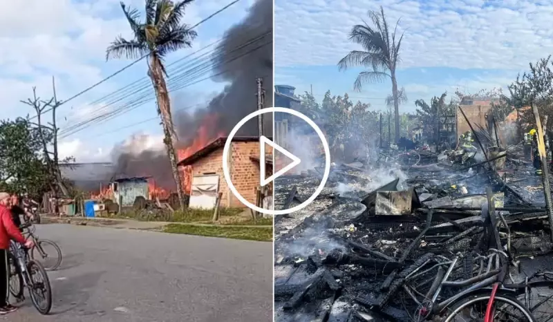 Incêndio destrói duas casas em SC e deixa cinco pessoas hospitalizadas