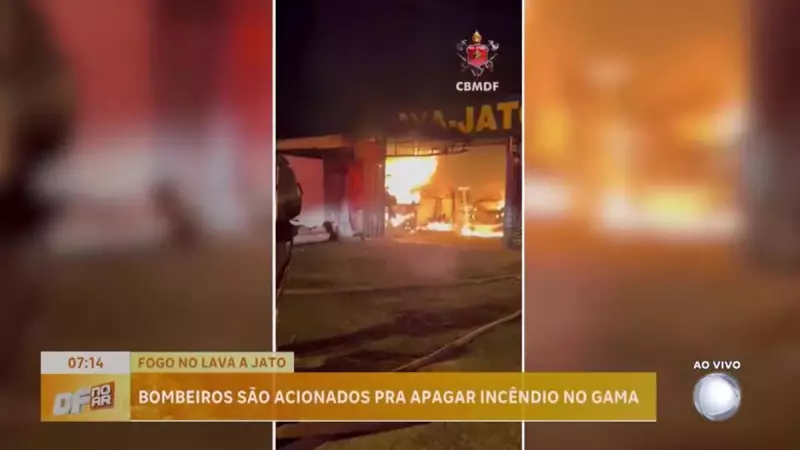 Incêndio em lava-jato no Gama (DF) mobiliza Corpo de Bombeiros: veja imagens impressionantes