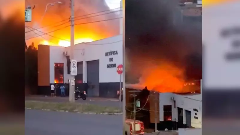 Incêndio em retífica de autopeças em Jaú deixa bombeiro ferido durante combate às chamas