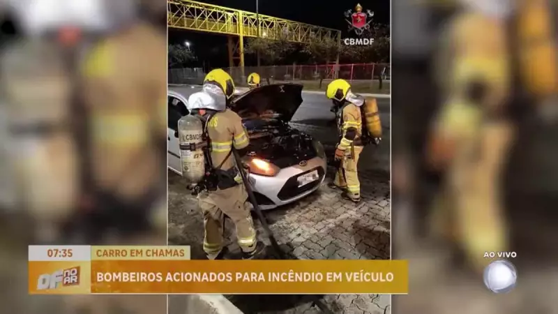 Incêndio em veículo mobiliza Bombeiros no Riacho Fundo, DF