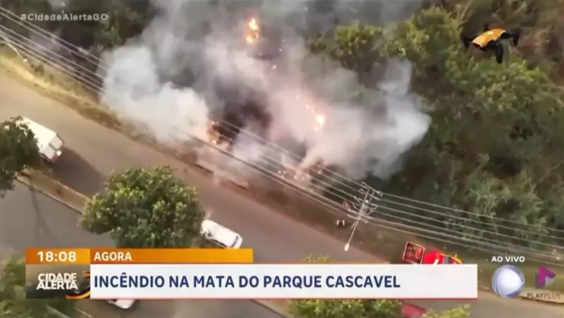 Incêndio no Parque Cascavel em Goiás mobiliza bombeiros e preocupa moradores