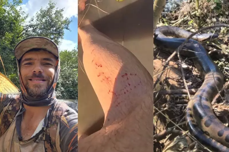 Influenciador de MS sofre mordida rara de sucuri e fica com dente preso na pele | Vídeo