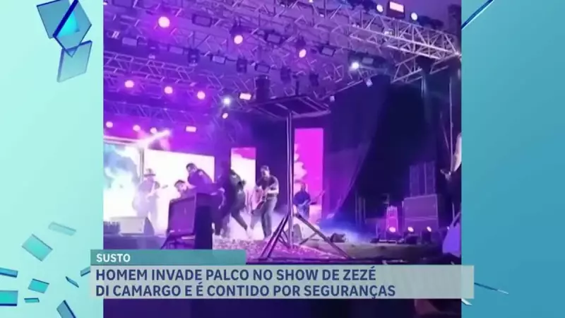 Invasão bizarra no palco: homem tenta agarrar Zézé Di Camargo durante show em Minas Gerais