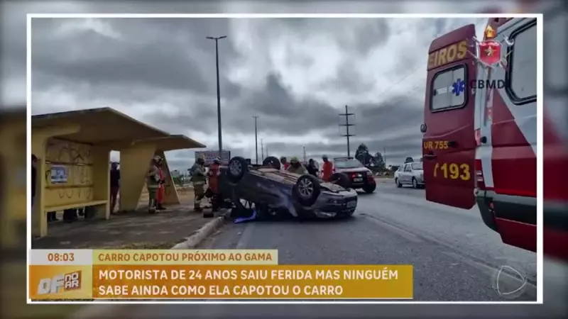 Jovem de 24 anos se fere gravemente após capotamento na DF-480, próximo ao Gama