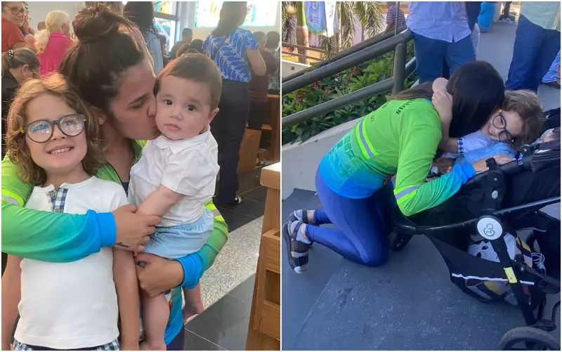 Jovem percorre 300 km a pé e sobe escadaria de joelhos em Trindade para agradecer pela vida dos filhos