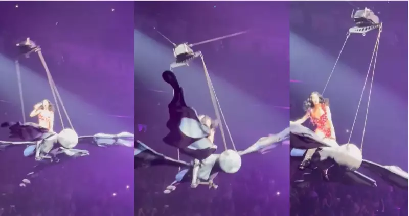 Katy Perry leva susto em show nos EUA: borboleta voadora quase causa acidente no palco!