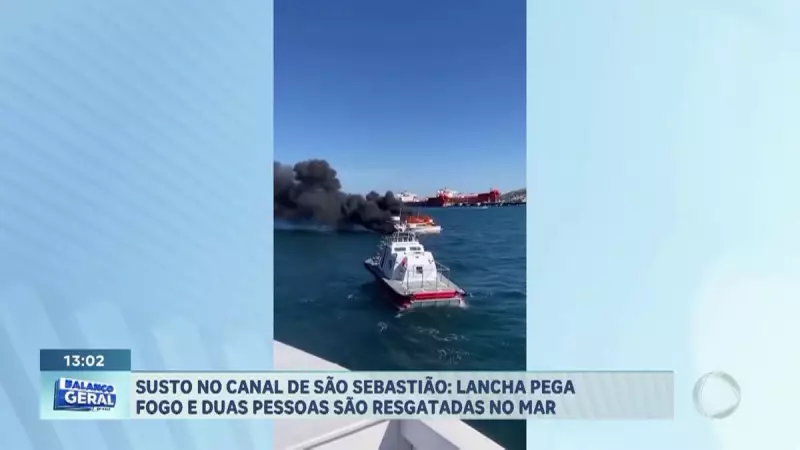 Lancha pega fogo no litoral de São Sebastião: Duas pessoas resgatadas em situação de pânico