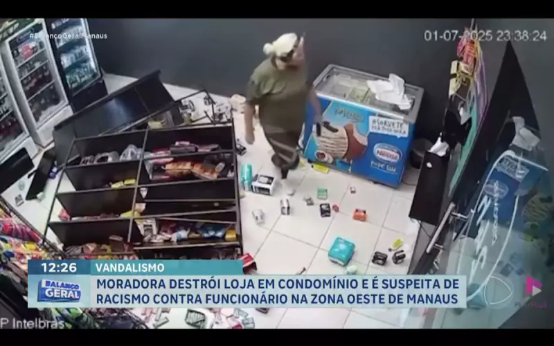 Moradora destrói loja em condomínio e é acusada de racismo contra funcionário em Manaus