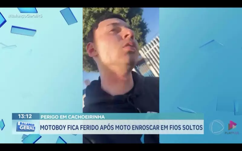 Motoboy sofre acidente grave após moto se enroscar em fios elétricos soltos — veja o vídeo chocante!