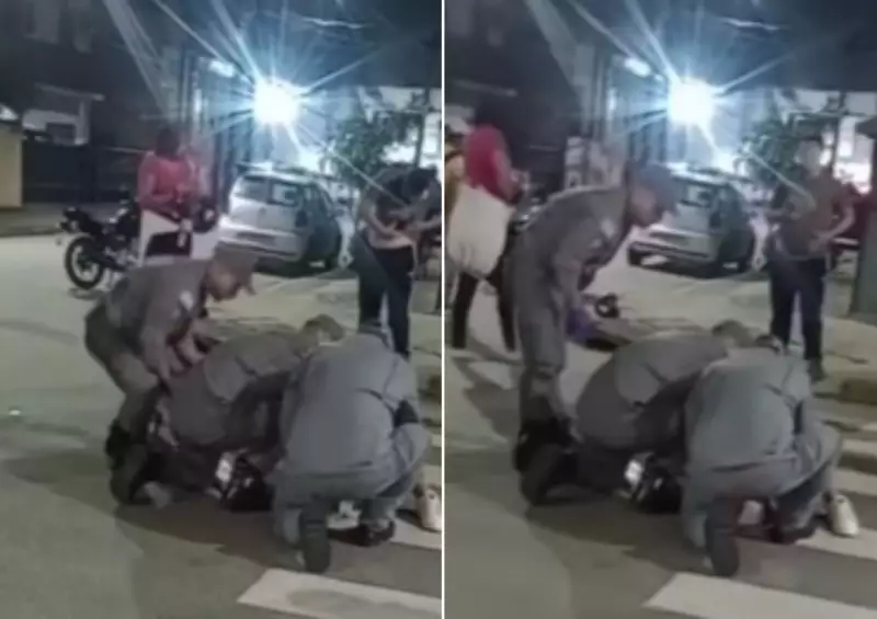 Motociclista sofre fratura na perna após colisão em cruzamento movimentado no Guarujá, SP