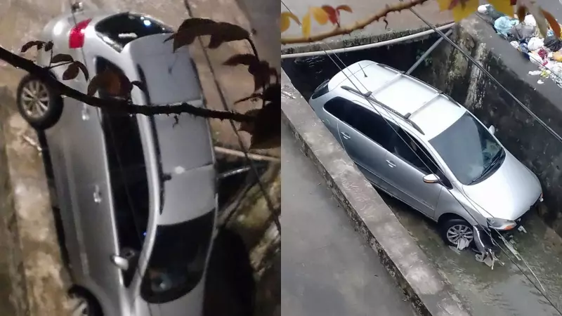 Motorista abandona carro em valeta após acidente bizarro em Pernambuco — veja o que aconteceu