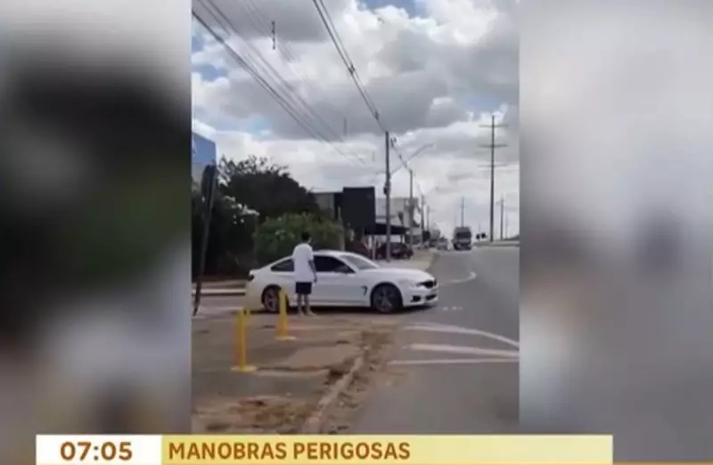 Motorista de carro de luxo realiza manobras arriscadas em rodovia de Aparecida de Goiânia