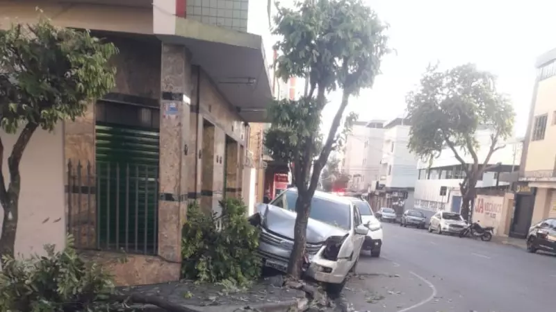 Motorista se recusa a ajuda e some após bater em árvore na Avenida Paraná, em Divinópolis