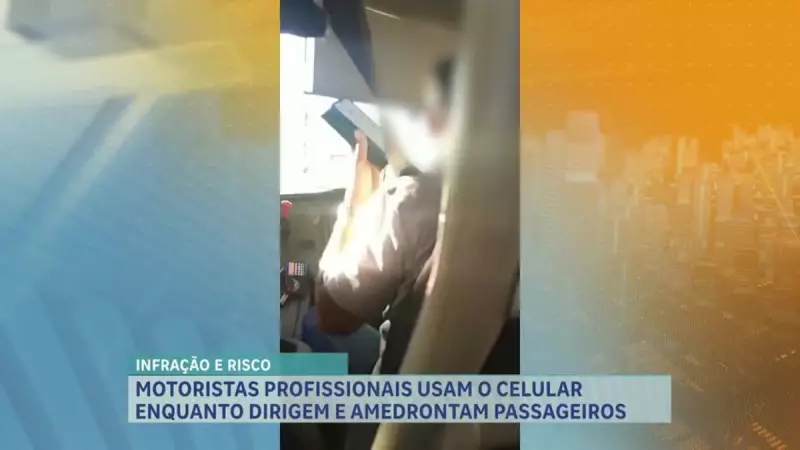 Motoristas profissionais flagrados usando celular ao volante em BH: risco no trânsito