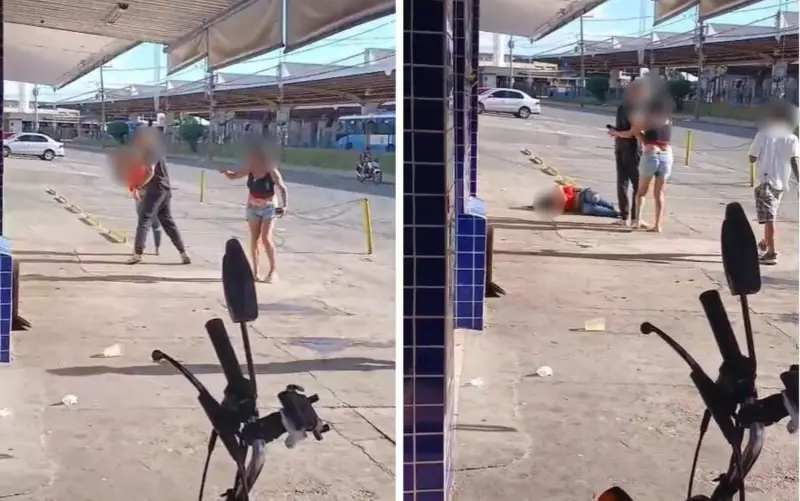 Mulher desmaia após levar soco de homem em calçada de Goiânia; veja o vídeo chocante