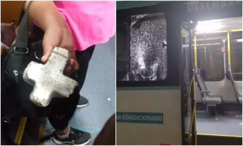 Mulher é detida após quebrar vidro de ônibus com pedra em Fortaleza — assista ao vídeo chocante
