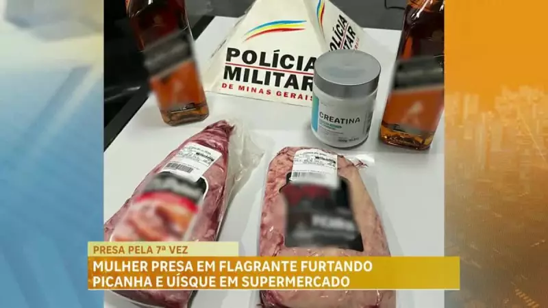 Mulher é presa após furtar picanha e uísque em supermercado de BH