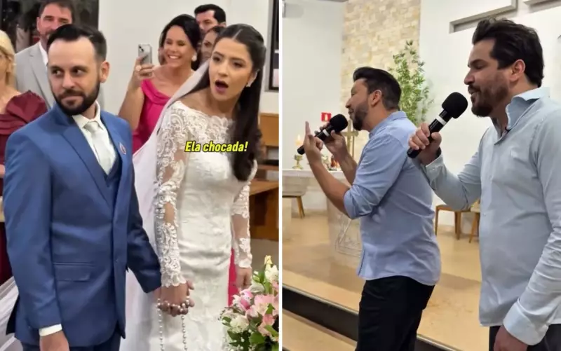 Noivos têm casamento inesquecível com surpresa de Cleber e Cauan em Goiás