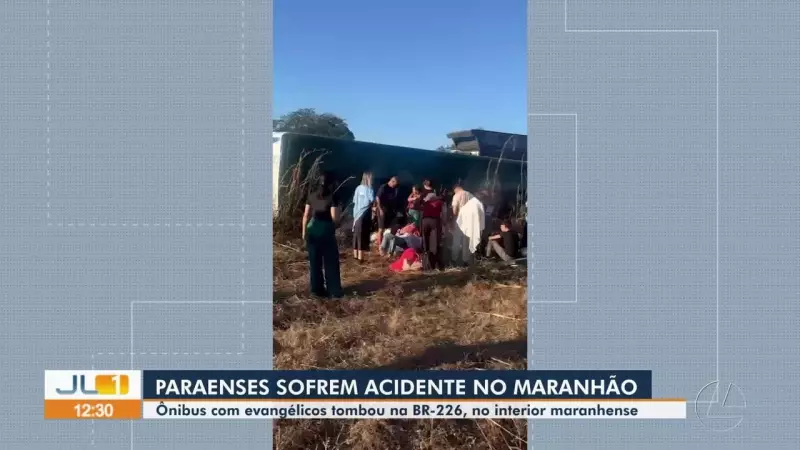 Ônibus com fiéis tomba na BR e deixa feridos no Maranhão — veja detalhes do acidente