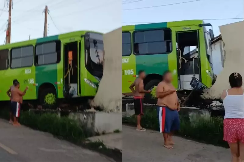 Ônibus descontrolado derruba muro de residência em Teresina; veja o vídeo