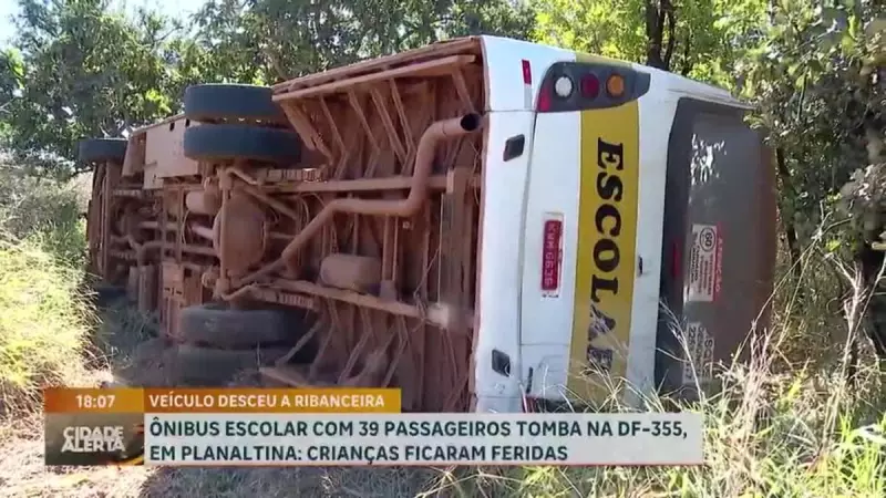 Ônibus escolar tomba em Planaltina-DF e deixa crianças feridas: Veja detalhes do acidente