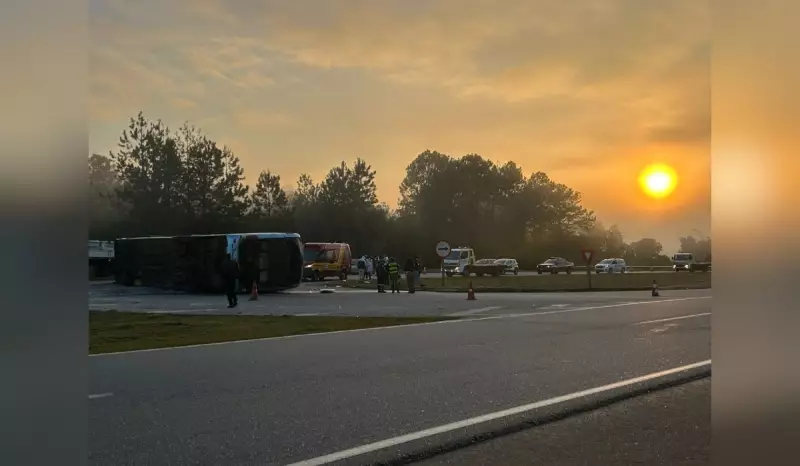 Ônibus tomba e deixa dezenas de feridos em acidente grave no interior de SP