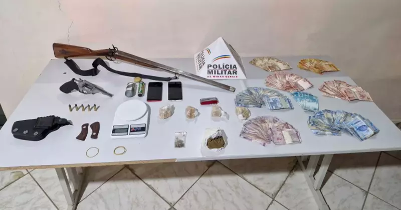 Operação da PM em Buritizeiro prende três e apreende drogas, armas e R$ 3,5 mil