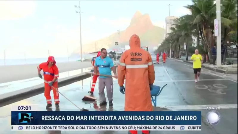 Orla do Leblon interditada: ressaca do mar causa estragos e prefeitura age rápido
